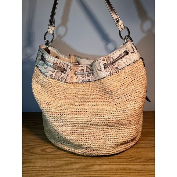 Coach Oversized Straw Python Tote bag Unique and Beautiful - Picture 3 of 9